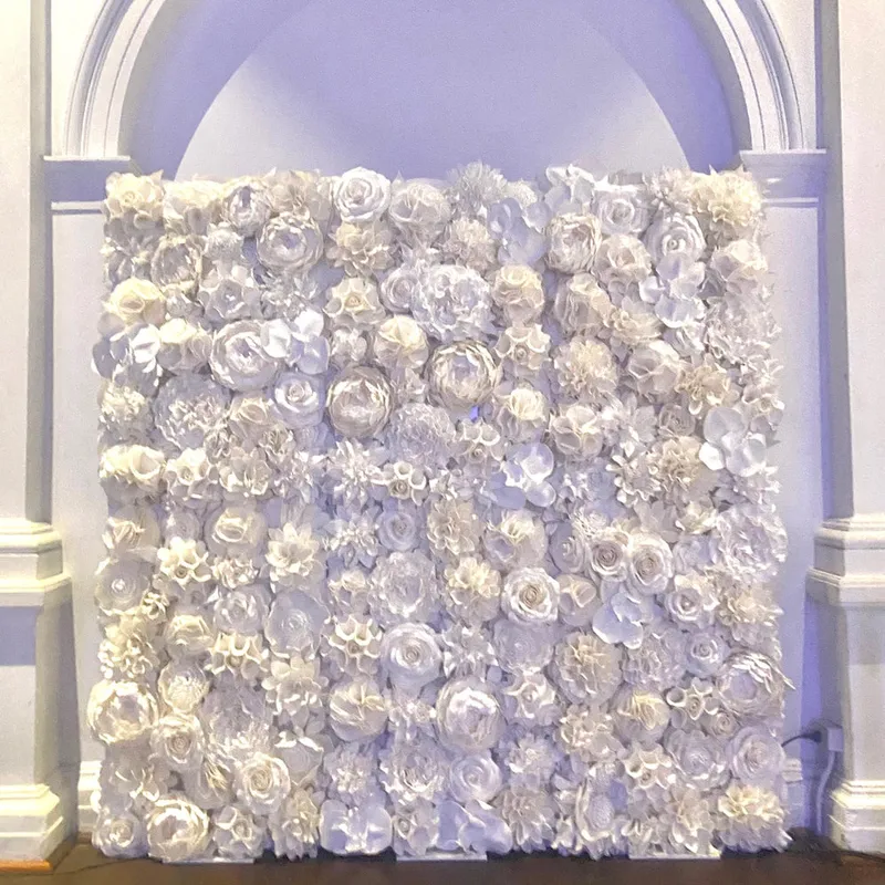 White giant-flower wall photo backdrop by Giant Flowers Australia